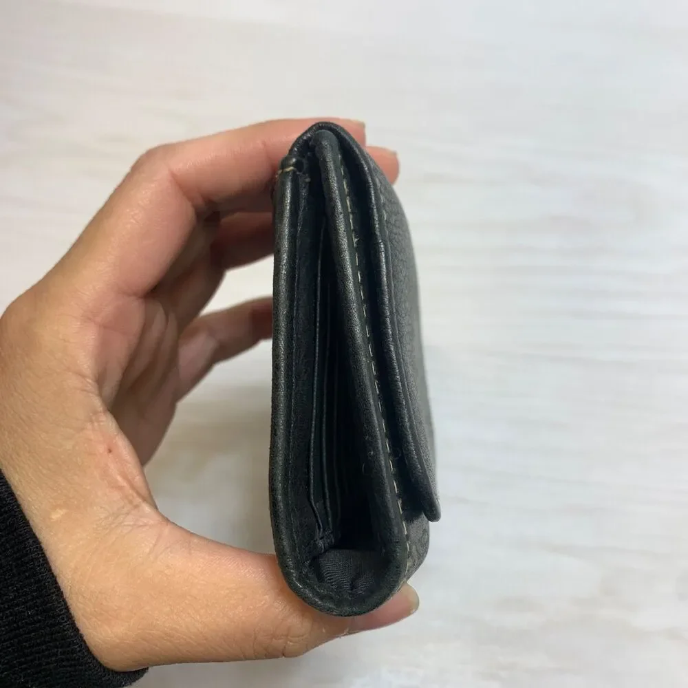 Fossil Women’s Black Leather Wallet Clutch‎ Credit Card Slots Zip